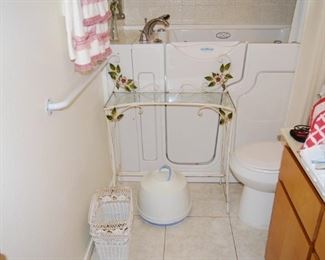 WROGJHT IRON STAND, VINTAGE HAIR DRYER