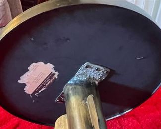 2pc Philip & Kelvin LaVerne Etruscan Round Caduceus Medical End Tables Pair	18in H x 18in  diameter	
