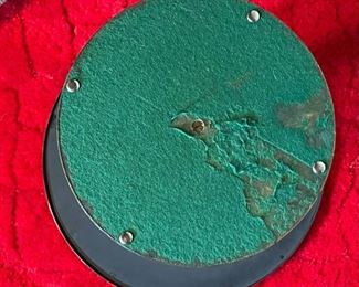 2pc Philip & Kelvin LaVerne Etruscan Round Caduceus Medical End Tables Pair	18in H x 18in  diameter	
