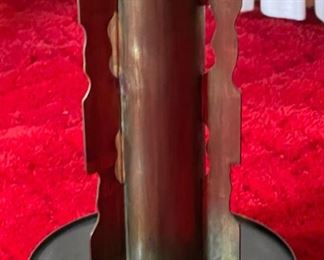 2pc Philip & Kelvin LaVerne Etruscan Round Caduceus Medical End Tables Pair	18in H x 18in  diameter	
