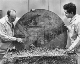 2pc Philip & Kelvin LaVerne Etruscan Round Caduceus Medical End Tables Pair	18in H x 18in  diameter	
