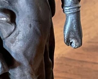 2pc Antique  Spelter Statures Greek Mythology PAIR	14in H x 5.25 in Diameter at base	
