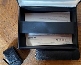 Minox Spy Camera with Attachment in Case	Case: 2x6.75x5in	HxWxD
