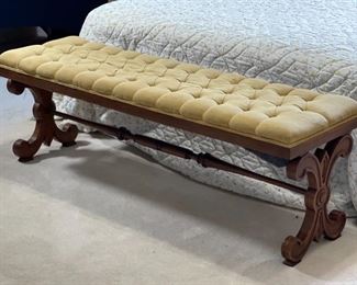 AS-IS Vintage Tufted  Bench	18 x 55 x 16.5in	HxWxD
