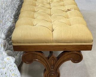 AS-IS Vintage Tufted  Bench	18 x 55 x 16.5in	HxWxD
