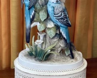 Vintage Porcelain Parakeet Lamp Bird Lamp	28 x 14 x 9.5in	HxWxD
