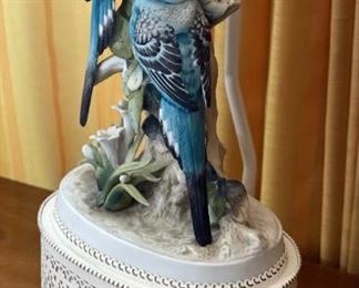 Vintage Porcelain Parakeet Lamp Bird Lamp	28 x 14 x 9.5in	HxWxD
