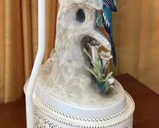 Vintage Porcelain Parakeet Lamp Bird Lamp	28 x 14 x 9.5in	HxWxD

