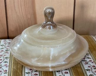 Carved Stone Trinket Dish lidded	4 x 6in diameter	
