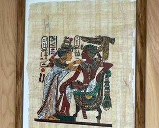 Egyptian Papyrus Painting Art Hand Painted Queen Ankha-Tut  King Tutankhamun	15 x 11.5in	
