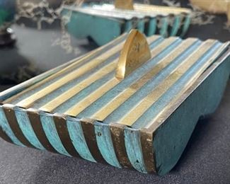 Pal-Bell Maurice Ascalon Cast Bronze Lidded Sectional Box Mid Century Israel MCM	3 x 6.5 x 4in	HxWxD
