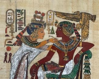 Egyptian Papyrus Painting Art Hand Painted Queen Ankha-Tut  King Tutankhamun	15 x 11.5in	
