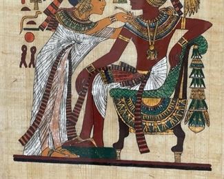 Egyptian Papyrus Painting Art Hand Painted Queen Ankha-Tut  King Tutankhamun	15 x 11.5in	
