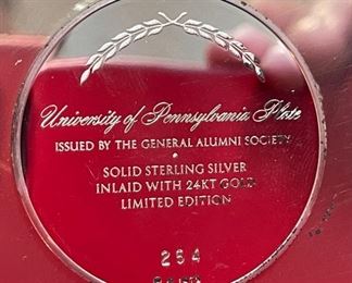 1972 Sterling Silver University of Pennsylvania Plate	Plate: 8in Diameter	
