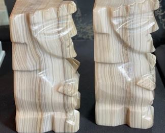 Vintage Carved Stone Aztec Bookends pair	7x3.5x3in	HxWxD
