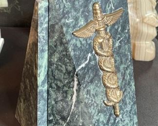 Marble Caduceus Bookends Medical Physician	8x5x3in	
