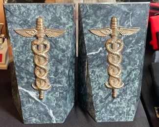 Marble Caduceus Bookends Medical Physician	8x5x3in	
