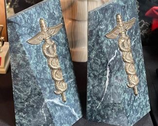Marble Caduceus Bookends Medical Physician	8x5x3in	
