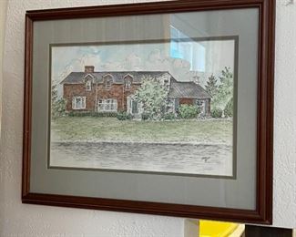 Original Art Bill Shurtliff Colored Sketch Home	Frame: 15.5x20in	HxWxD
