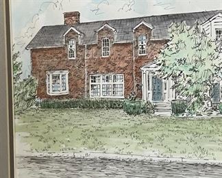 Original Art Bill Shurtliff Colored Sketch Home	Frame: 15.5x20in	HxWxD
