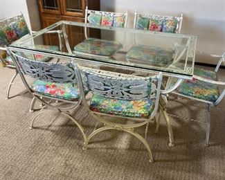 Vintage Cast Patio Table & Chairs	Table: 28x34x60in	HxWxD

