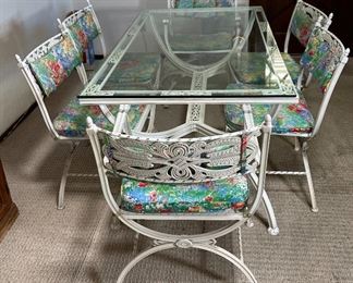 Vintage Cast Patio Table & Chairs	Table: 28x34x60in	HxWxD

