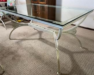 Vintage Cast Patio Table & Chairs	Table: 28x34x60in	HxWxD
