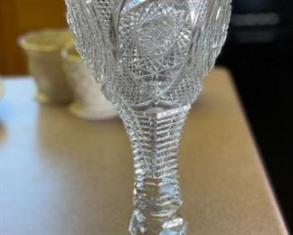 American Brilliant Cut Glass Vase Large Chalice Pedestal	12in H  x 5 indiameter	
