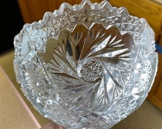Vintage EAPG Pressed Glass Patter of the Stars Pedestal Compote Bowl Sawtooth	7.5 x 8 diameter	

