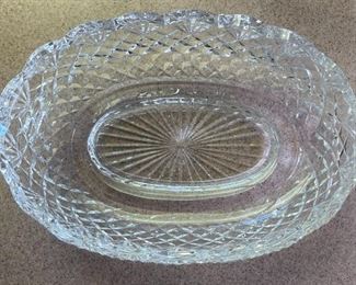 Waterford Crystal Oval Bowl Criss Cross & Fan Pattern Giftware Collection	3.25 x 10.75 x 7.5in	HxWxD
