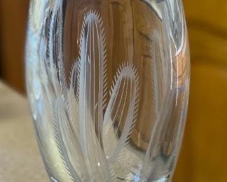 Mikasa Etched Lead Crystal Vase Cactus Sonora	10in H  x 4in diameter	
