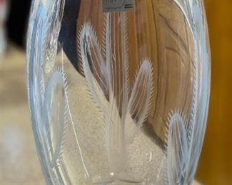 Mikasa Etched Lead Crystal Vase Cactus Sonora	10in H  x 4in diameter	
