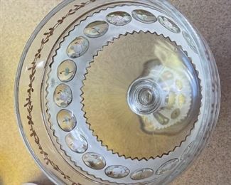 Hand Painted Tiffin Glass Kings Crown Wedding Bowl	11 x 7in diameter	
