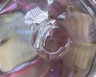 7pc Purple Glass Victorian Pitcher & tumblers Handblown Hand Painted	Pitcher 9 x 5.75 x 7in	
