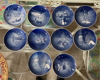 9pc B&G Bing Grondahl Christmas Plates 1970s	7.25in Diameter	

