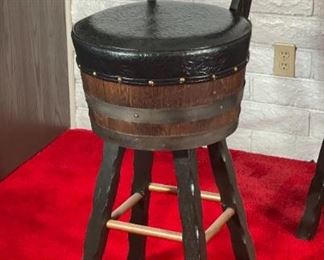 4pc 1970s Kentucky Bourbon Barrel Bar Stools Counter Height Chairs  Oak Keg Furniture	41 x 16.5 x 19in Seat: 30 in	
