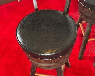 4pc 1970s Kentucky Bourbon Barrel Bar Stools Counter Height Chairs  Oak Keg Furniture	41 x 16.5 x 19in Seat: 30 in	
