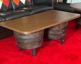1970s Kentucky Bourbon Double Barrel  Coffee Table	18 x 42 x 23.75in	HxWxD

