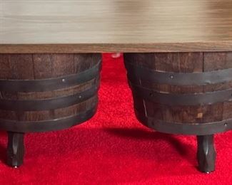 1970s Kentucky Bourbon Double Barrel  Coffee Table	18 x 42 x 23.75in	HxWxD
