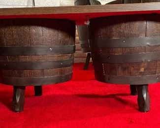 1970s Kentucky Bourbon Double Barrel  Coffee Table	18 x 42 x 23.75in	HxWxD
