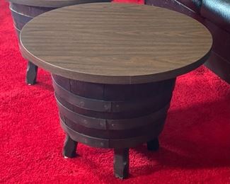 2pc 1970s  Kentucky Bourbon Barrel End Tables PAIR	17.5 x 23.5 in diameter	
