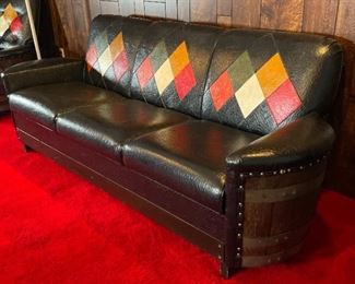 1970s Kentucky Bourbon Barrel Sofa Couch	31 x 80 x 33in	HxWxD

