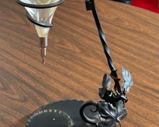 Vintage Wine Aerator Decanter on Wrought Iron Stand	20 inches high	
