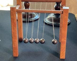 Vintage Newton's Cradle Swinging Wonder Wood & Steel Ball	9 x 9.5 x 7.5in	HxWxD

