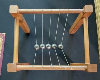 Vintage Newton's Cradle Swinging Wonder Wood & Steel Ball	9 x 9.5 x 7.5in	HxWxD
