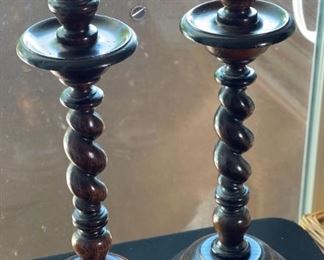 2pc Carved Wood Candle Holders	18.5 high	
