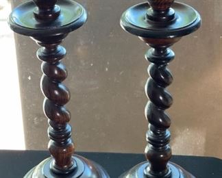 2pc Carved Wood Candle Holders	18.5 high	
