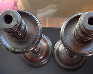 2pc Carved Wood Candle Holders	18.5 high	
