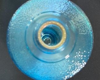 Blue Glass Vintage  Oil lamp	17 in high	
