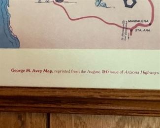 George Avery Map 1940 Arizona Highways Framed	Frame:	
